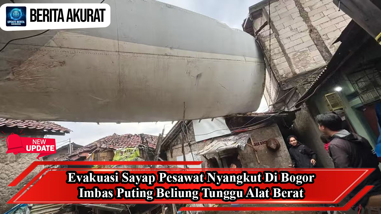 Evakuasi Sayap Pesawat Nyangkut di Bogor Imbas Puting Beliung Tunggu Alat Berat