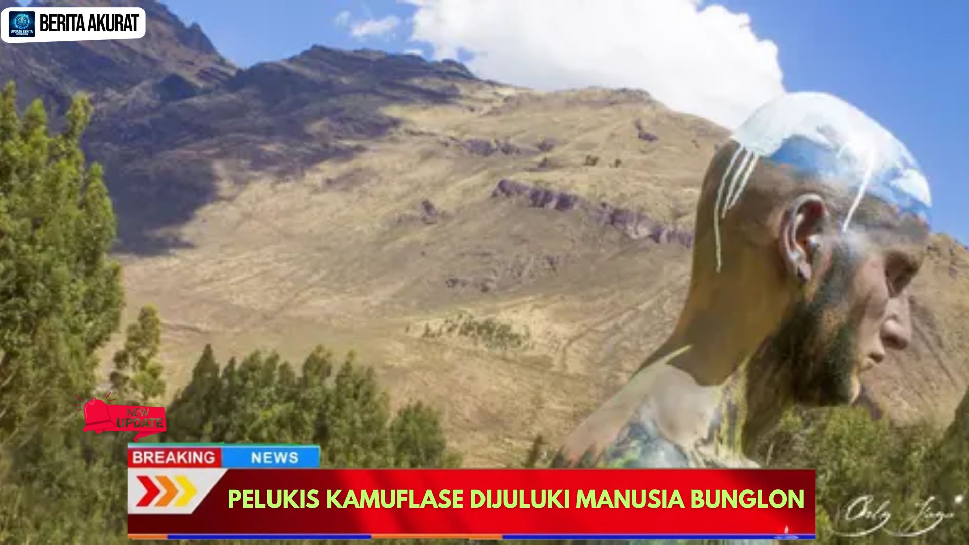 Pelukis Kamuflase Dijuluki Manusia Bunglon